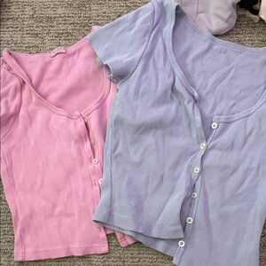 Brandy Melville Pink and Lavender Crop Tops